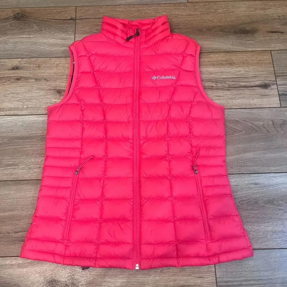 Columbia Omni Heat Pink Quilted Puffer Vest TurboDown 590 TD Fill Size Medium